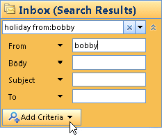 search function in outlook 2016